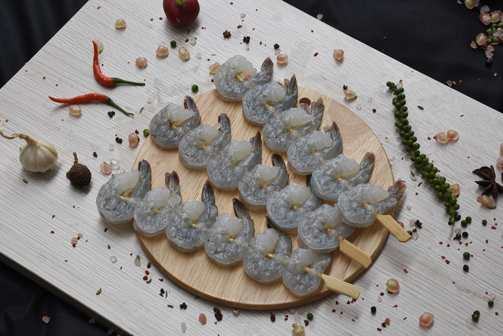 Frozen PTO Skewered White Leg Shrimp